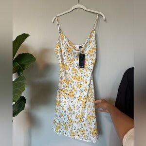 Nasty Gal Yellow and White Spaghetti Strap Sundress